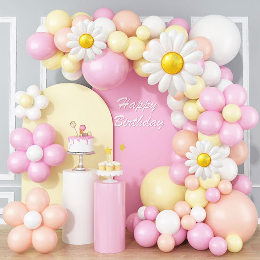 Daisy Flower Balloon Garland Arch Kit 137 pcs Groovy Flower Foil
