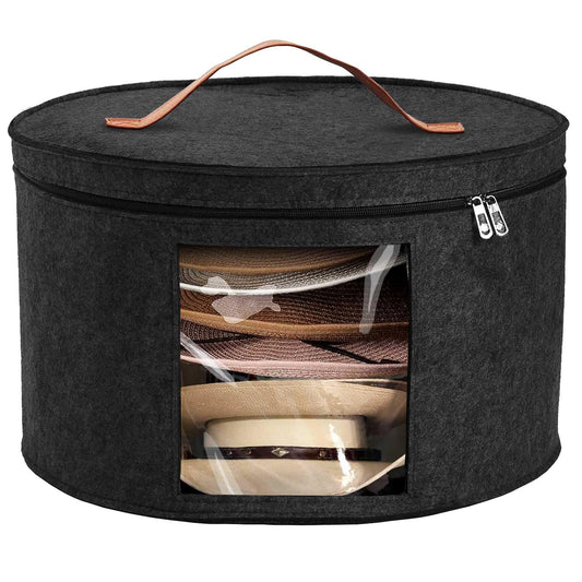 PANGTON Hat Box, Travel Hat Storage Box, Foldable Space-saving Hats
