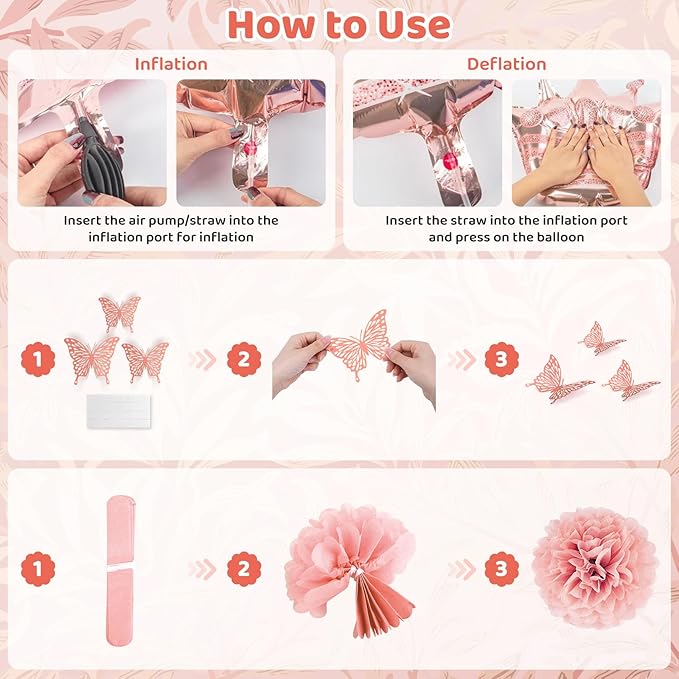 Life Rose Gold Birthday Party Decorations for Women Girls