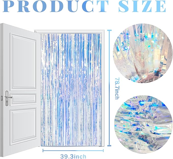10 Pack Iridescent Backdrop Party Decorations Tinsel Curtain Party