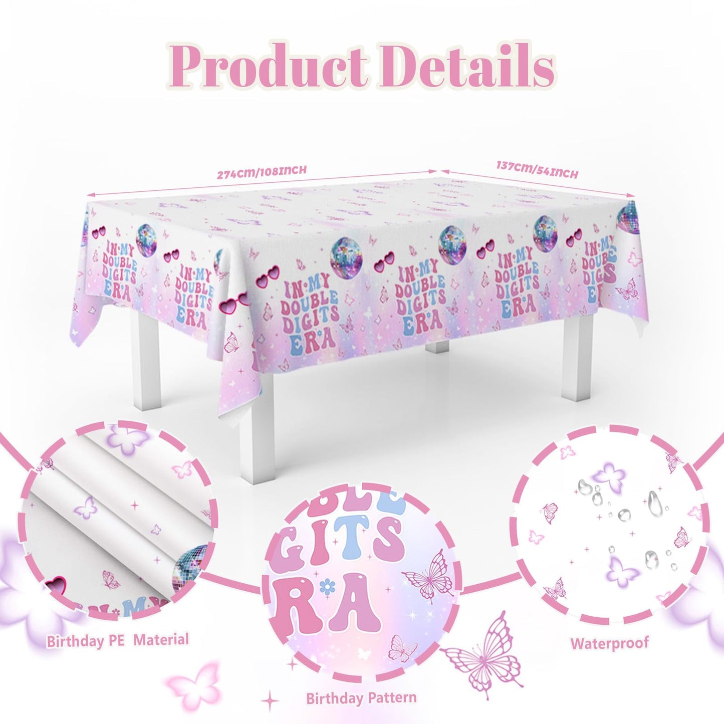 MEHOFOND 193pcs 10th Birthday Party Supplies for Girls, In My Double