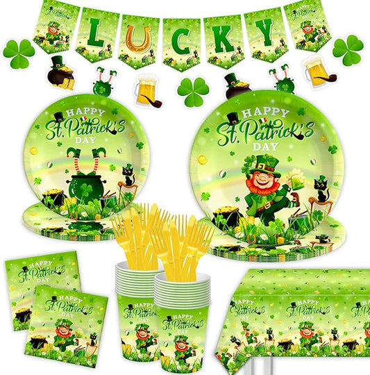 St Patricks Day Plates and Napkins 142Pcs St Patrick's Day Party