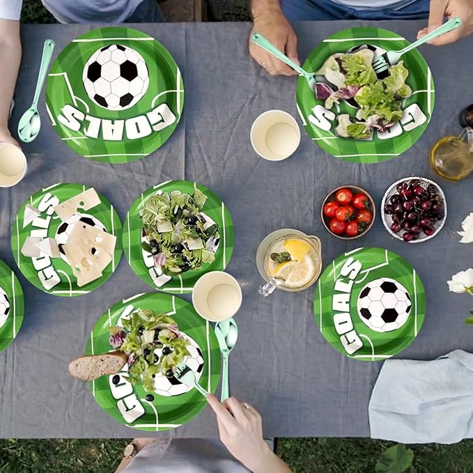 175 Piece Soccer Themed Disposable Plate Set for 25 Guests Party