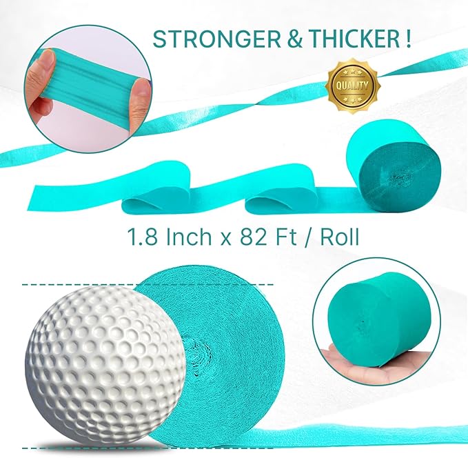 Teal Crepe Paper Streamers 6pcs 492ft Pack of Turquoise