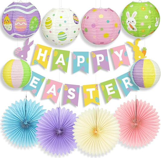 Hanging Easter Decorations 11Pcs Set Happy Easter Banner & Spring