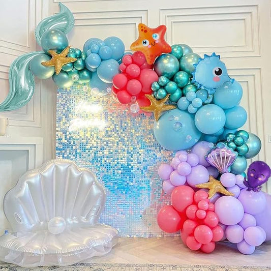 Mermaid Balloon Garland Kit 125pcs Under The Sea Balloons Mermaid