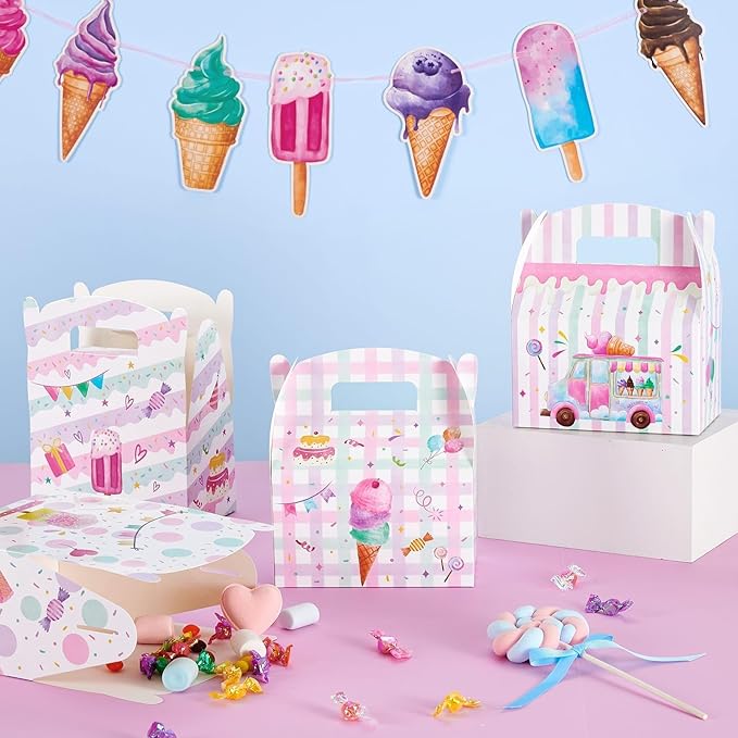 WERNNSAI 12 Pack Ice Cream Party Boxes - Ice Cream Birthday