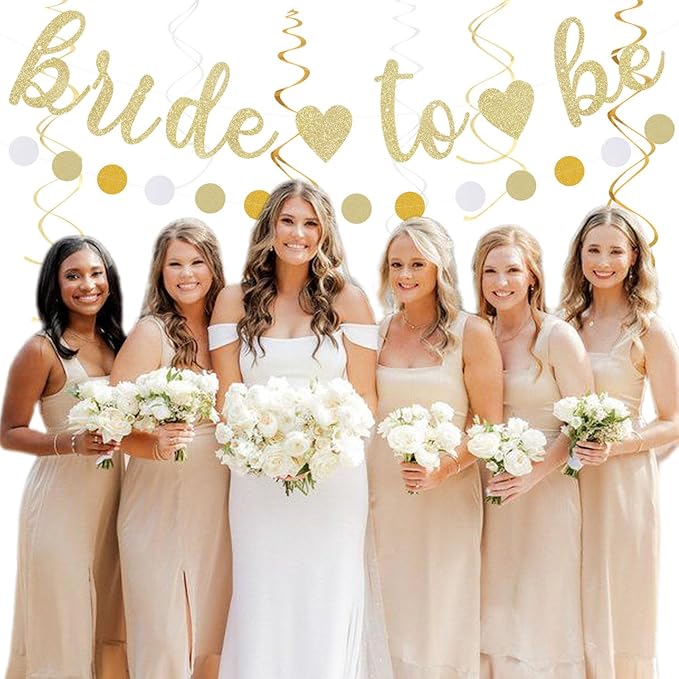 Champagne Gold White Bridal Shower Party Decorations 31pcs Bride to