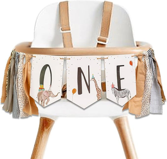 Animal High Chair Banner Jungle Safari High Chair Banner for Baby