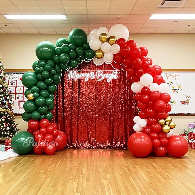 Christmas Balloon Arch Kit 140pcs Double Stuffed Green Red White &