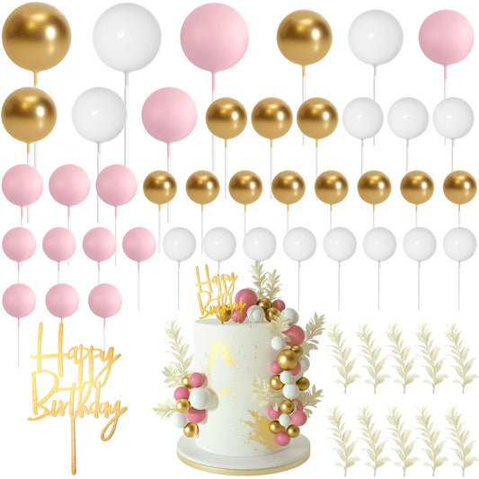 MIAHART Ball Cake Toppers Boho Grass Cake Topper Ball Cake Insert Whit