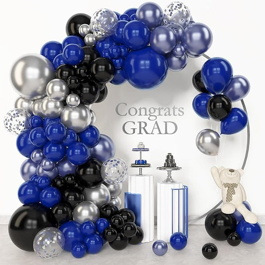 Amandir 153pcs Blue and Black Balloons Arch Garland Kit Different