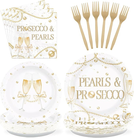 96Pcs Pearls and Prosecco Bridal Shower Decorations Engagement Party