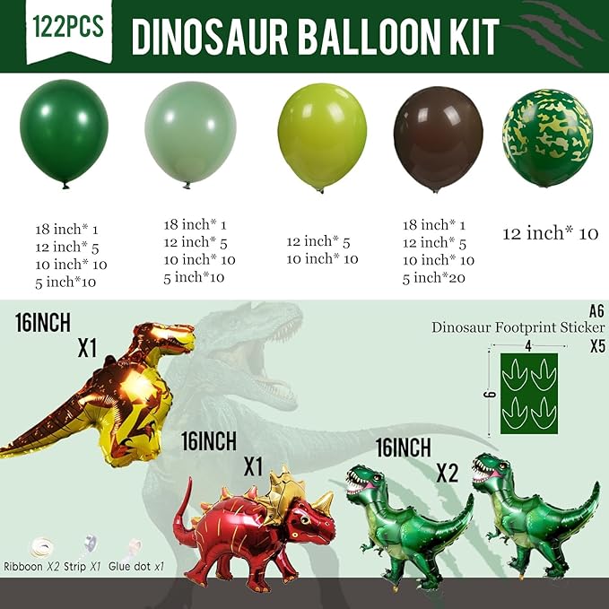 Dinosaur Trunk or Treat Car Party Balloon Arch Garland Kit with Dark