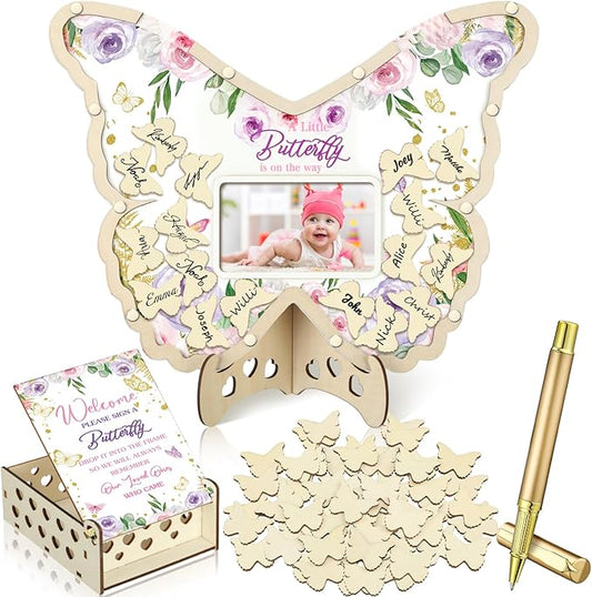 63 Pcs Butterfly Baby Shower Guest Book Alternatives Set Baby Shower