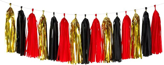 Black-Red Gold Party-Decorations Tassel Garland - 15pcs Graduation