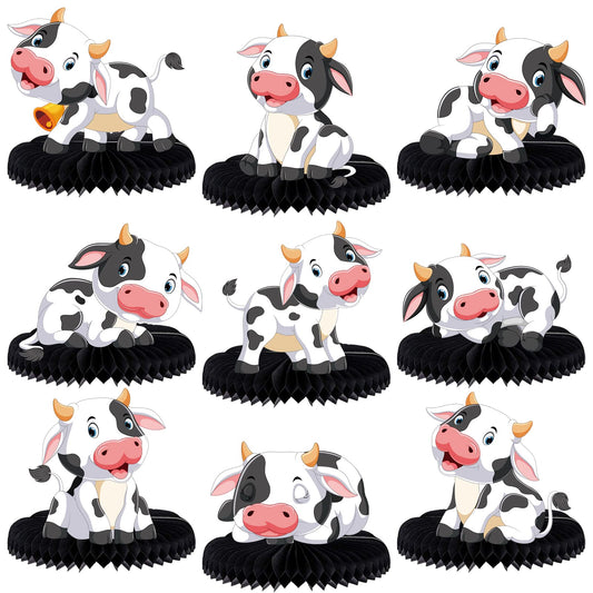 9 Pcs Cow Honeycomb Centerpieces Farm Animals Cow Table Topper