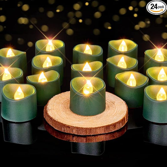 Green Tea Lights Candles Battery Operated, 200+Hour