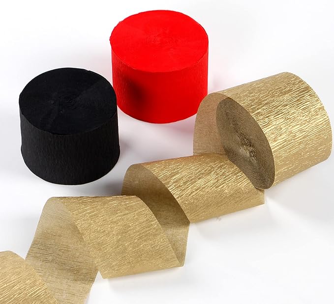 Red-Black Gold Casino-Theme Party-Decorations Streamers - 9 Rolls