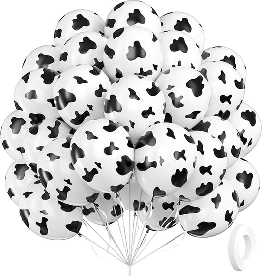 60pcs Cow Print Balloons, Latex Cow Balloons for Farm Cowboy Cowgirl