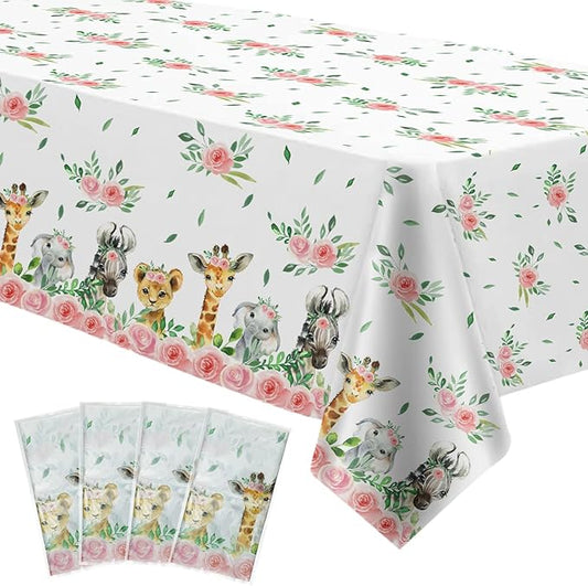 Safari Tablecloth for Girls Disposable Jungle Party Tablecover