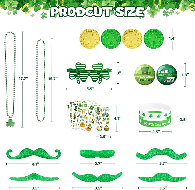 188Pcs St Patrick's Day Accessories Party Favor Set Necklaces