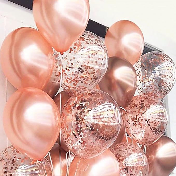 PartyWoo Rose Gold Balloons 100pcs Different Sizes of 18 12 10 5 Inch