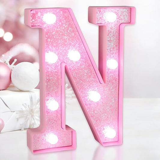 Pink Light Up Letters, LED Marquee Letters for Table, Small Glitter #4