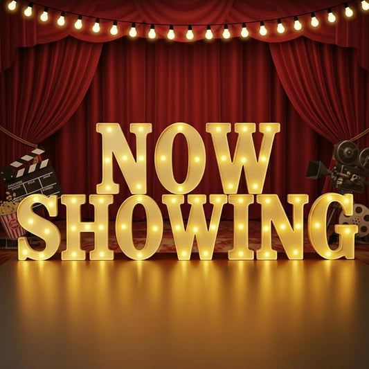 10 Pcs Movie Night Party Decorations Now Showing Light up Sign LED