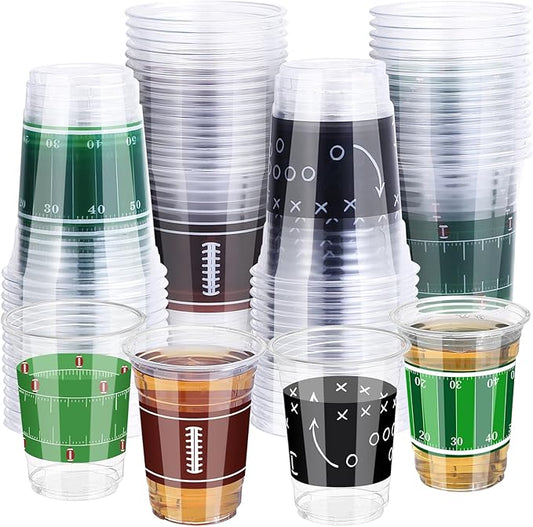 60 Pcs Football Party Cups in Bulk 16 Oz Disposable Plastic Football