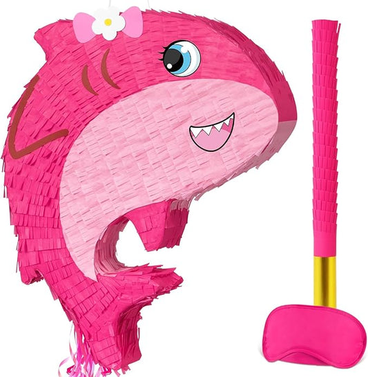 Pink Shark Piñata - Girl Shark Party Piñata Game Ocean