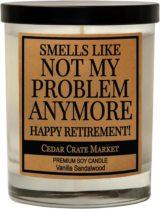 Retirement Gift for Woman & Men Vanilla Sandalwood Candle USA Made