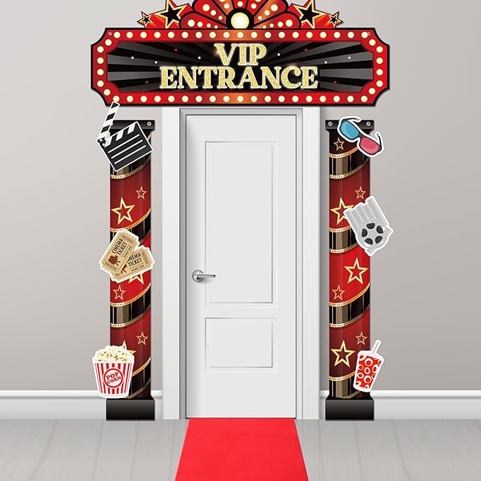 10 Pcs Movie Night VIP Porch Sign Banner Welcome Porch Sign Banner