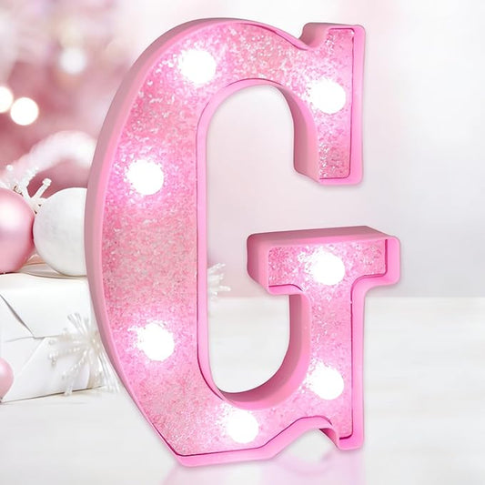 Pink Light Up Letters, LED Marquee Letters for Table, Small Glitter #2