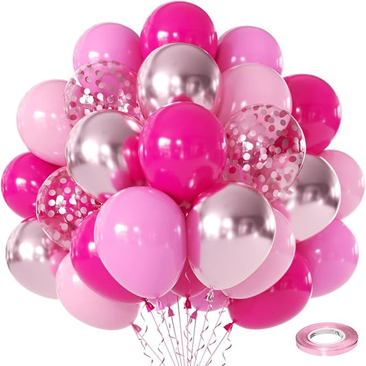 Pink Balloon Hot Pink Balloons Set, 50pcs 12inch Pastel Light