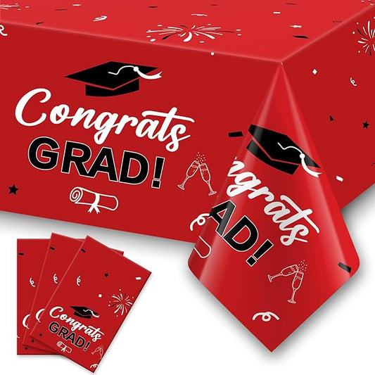 Graduation Decorations 2026 Red and Black, 3 Pack Graduation