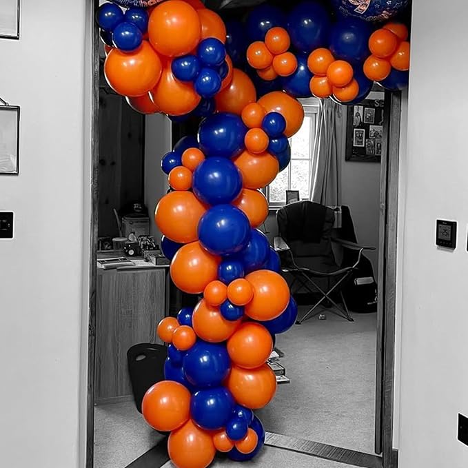 YMSZ Blue and Orange Balloons Arch Kit, 134pcs Royal Blue and Orange