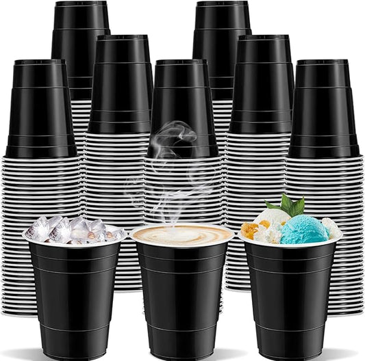 120 Pcs Black Plastic Cups Halloween plastic Disposable cups 12 oz
