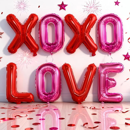 Red Pink XOXO Balloons and Love Balloon 16 Inch Valentines Day Hot