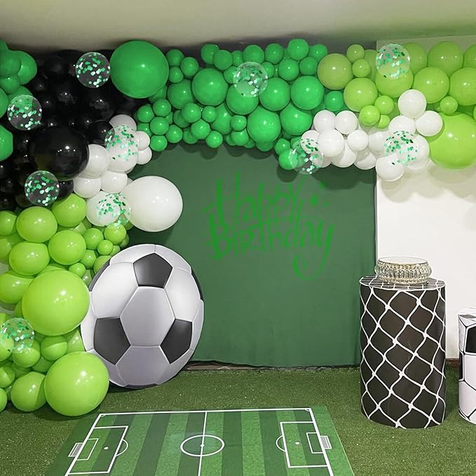60pcs 12inch Green and Black Balloons, Black White Lime Green