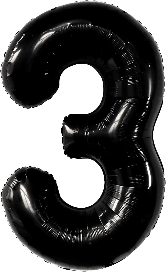 Black Number 3 Balloon - Giant, 40 Inch | 3rd Birthday