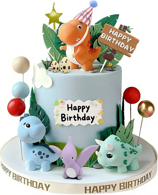 20pcs Dinosaur Cake Topper Set with Dinosaur Eggs Reusable Dinosaur