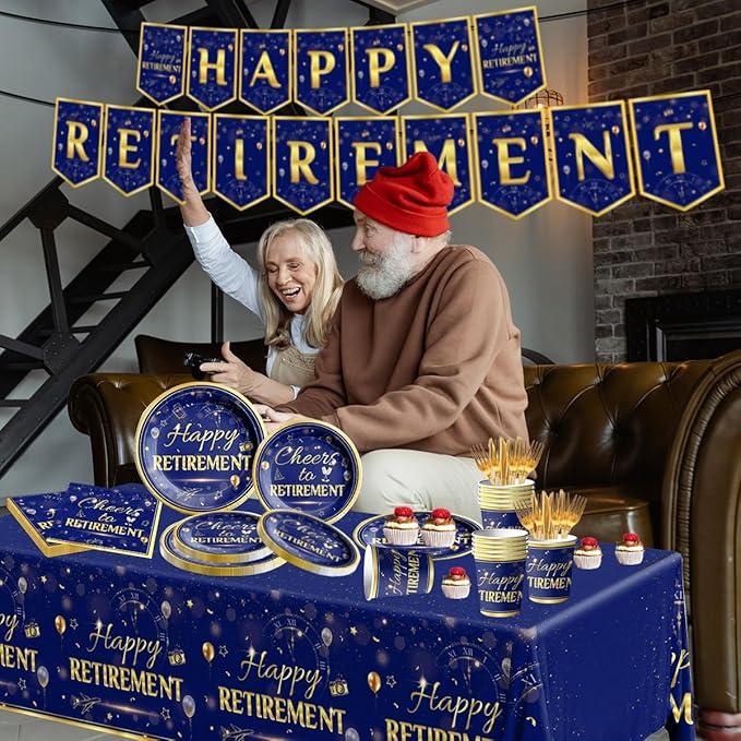 142Pcs Retirement Tableware Party Decorations Happy Retirement Party
