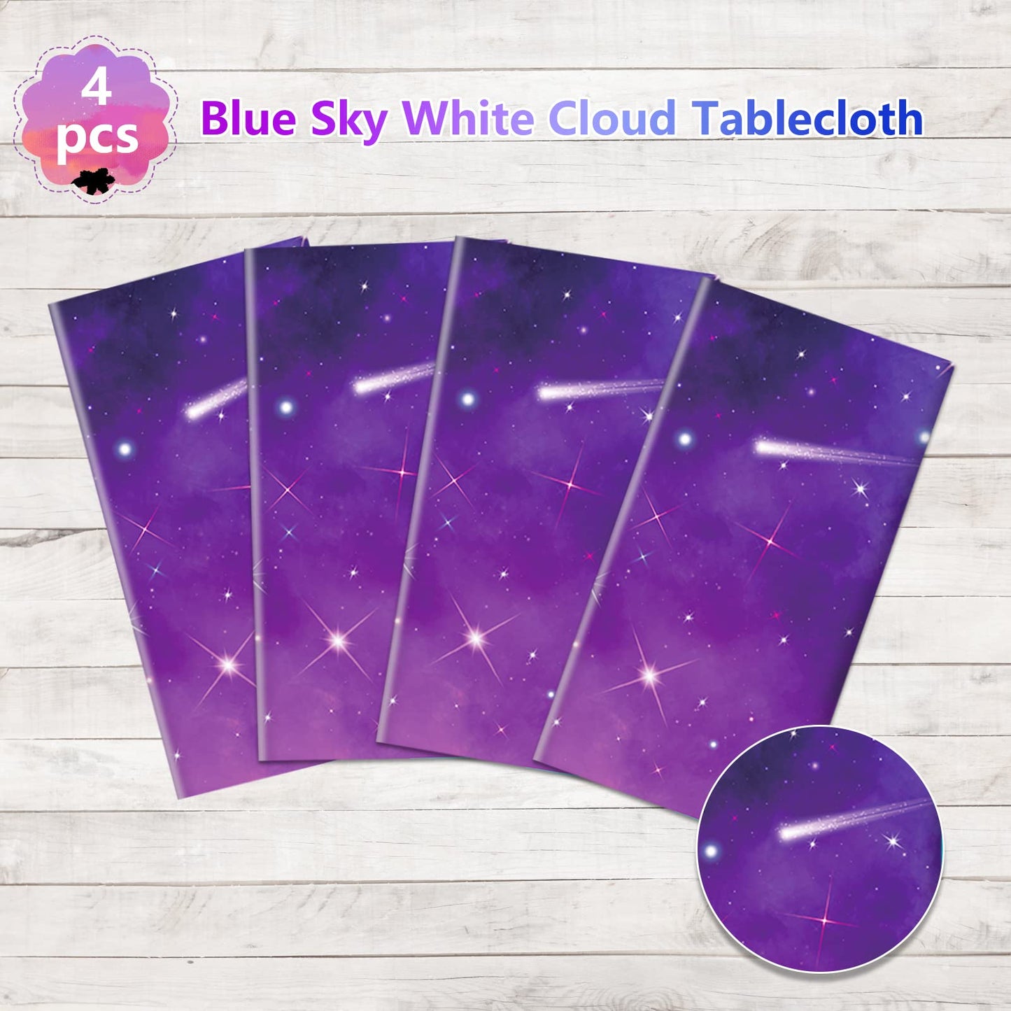 QUERICKY 4 Pack Space Galaxy Party Tablecloths, Starry Night