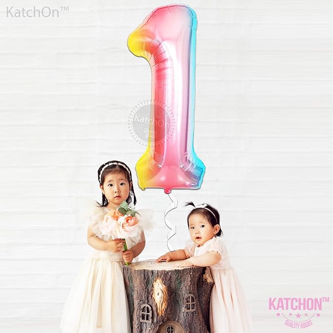 Giant 40 Inch, Rainbow Number 1 Balloons - Number One