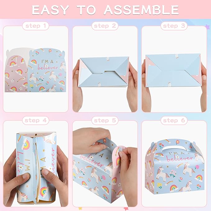 DjinnGlory 36 Pack Unicorn Party Favor Treat Boxes Small Paper Gift