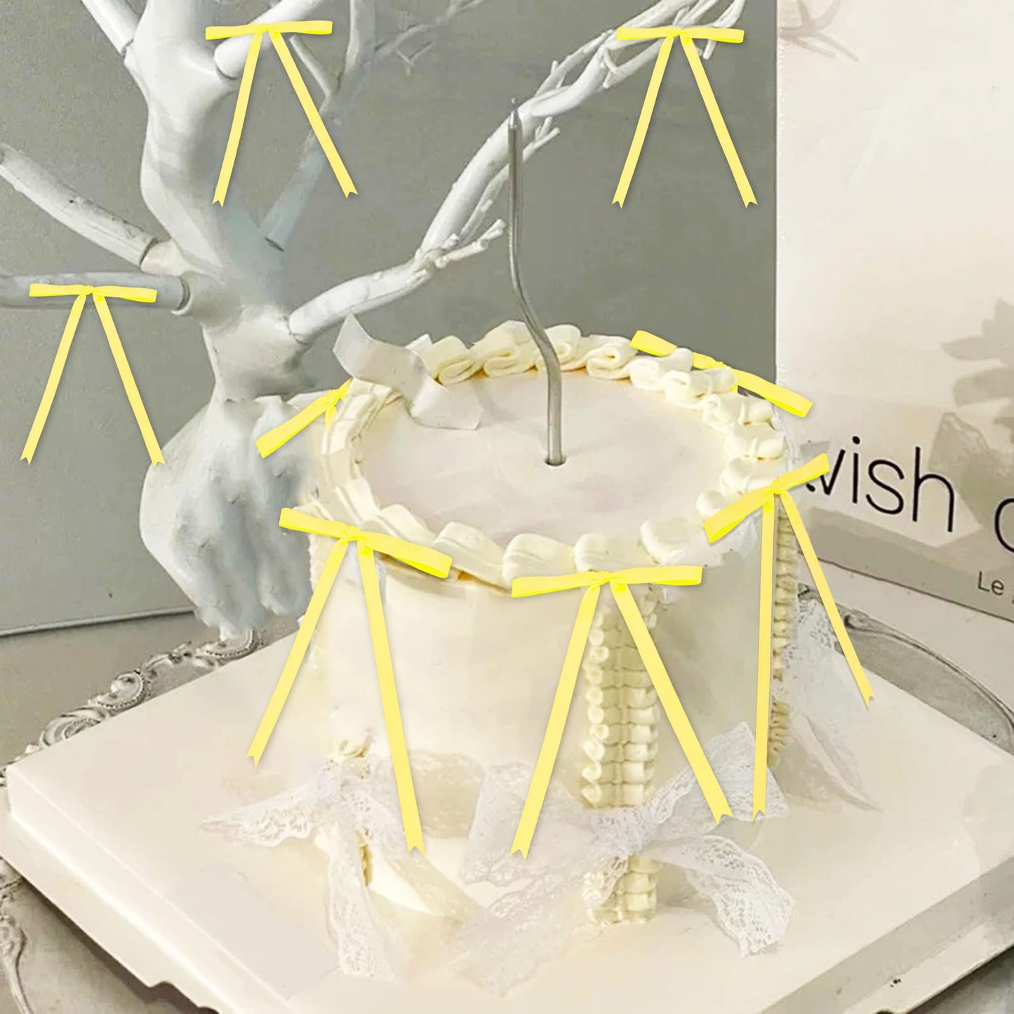 Yellow Bow Cake Topper Coquette Bows Cake Decorations Yellow Bows