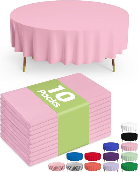 Pureegg Plastic Table Cloth Disposable 10 Pack, 84'' Round Table #3