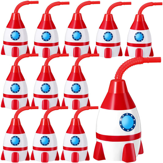 Tanlade Space Cups Bulk Plastic Rocket Shape Cups Rocket Bot Small Red