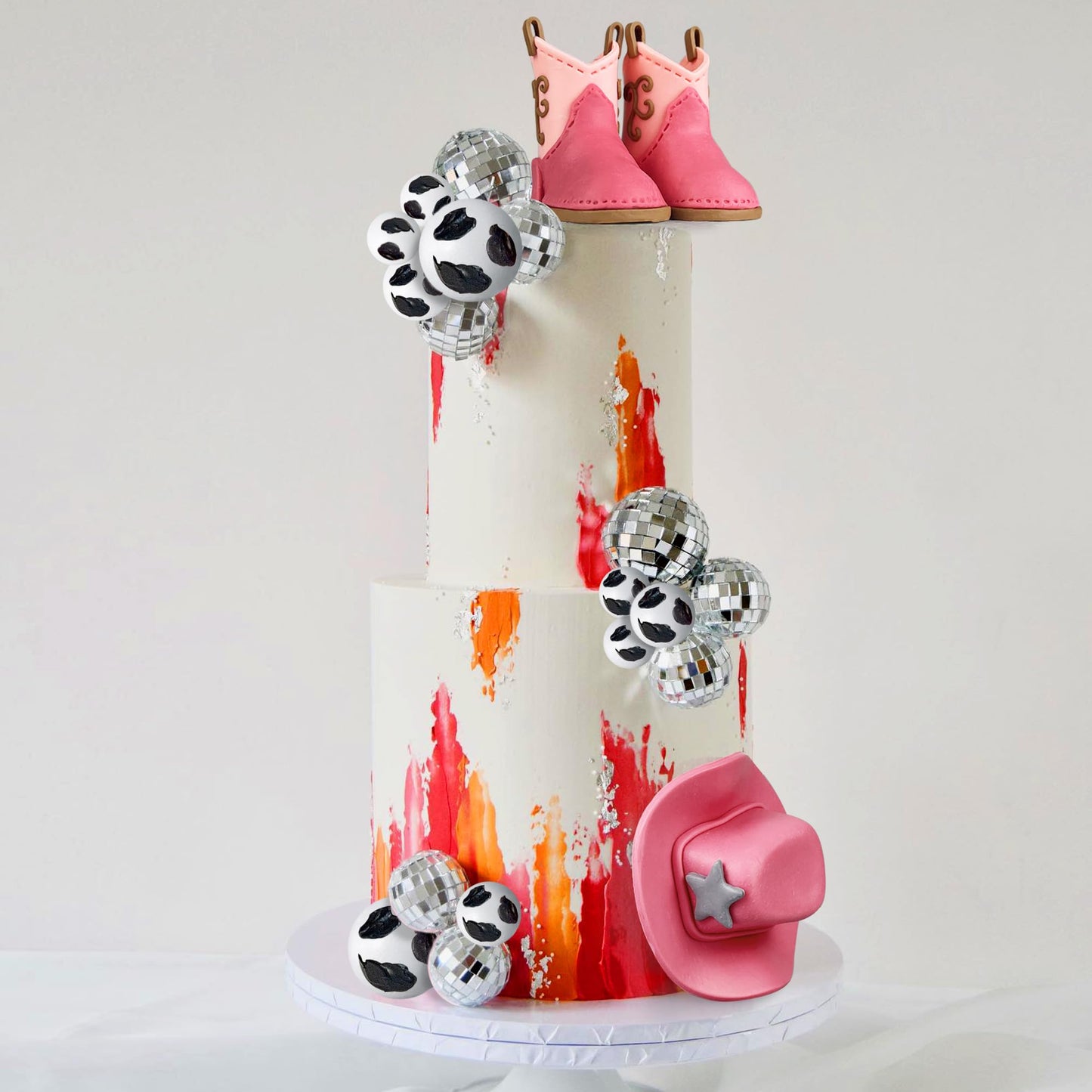 25PCS Cowgirl Cake Decorations Cowgirl Hat and Boot Cake Toppers Disco